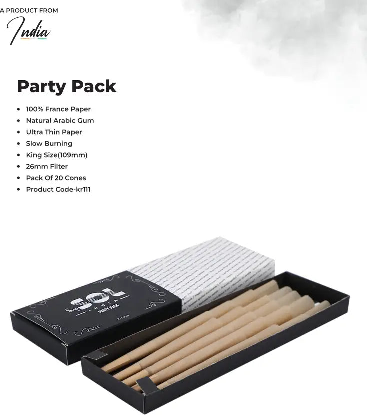 Cigarette party pack with black box and white filters on a white background