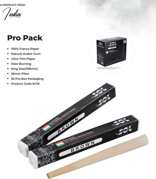 Supsol unbleached brown rolling sheets + filters pack of 50