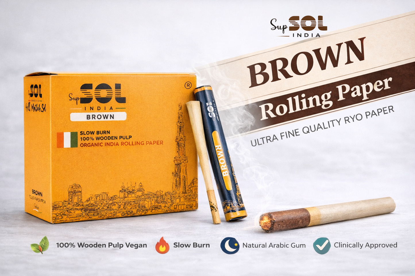 Supsol Brown Rolling Paper Pack of 55 pcs