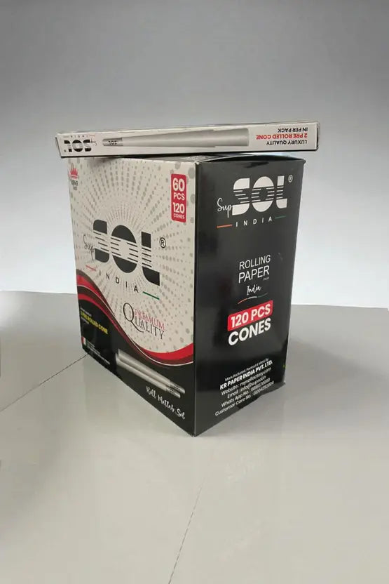 Supsol white rice paper pre-rolled king-size cones — pack of 60