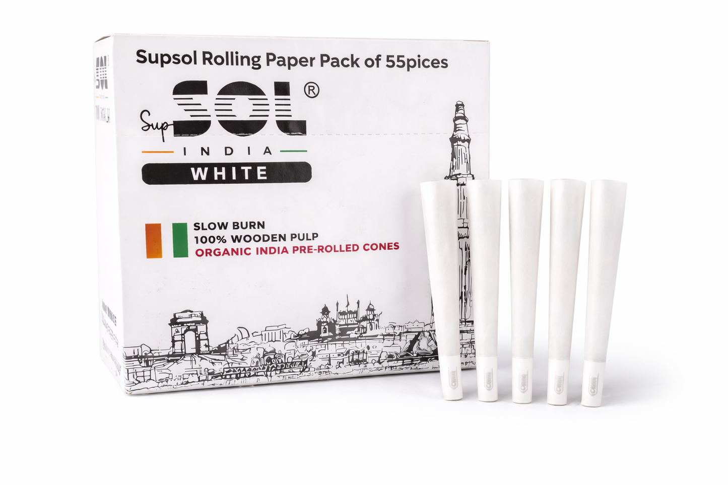 SupSol India White Rolling Paper Pack Of 55 Pcs