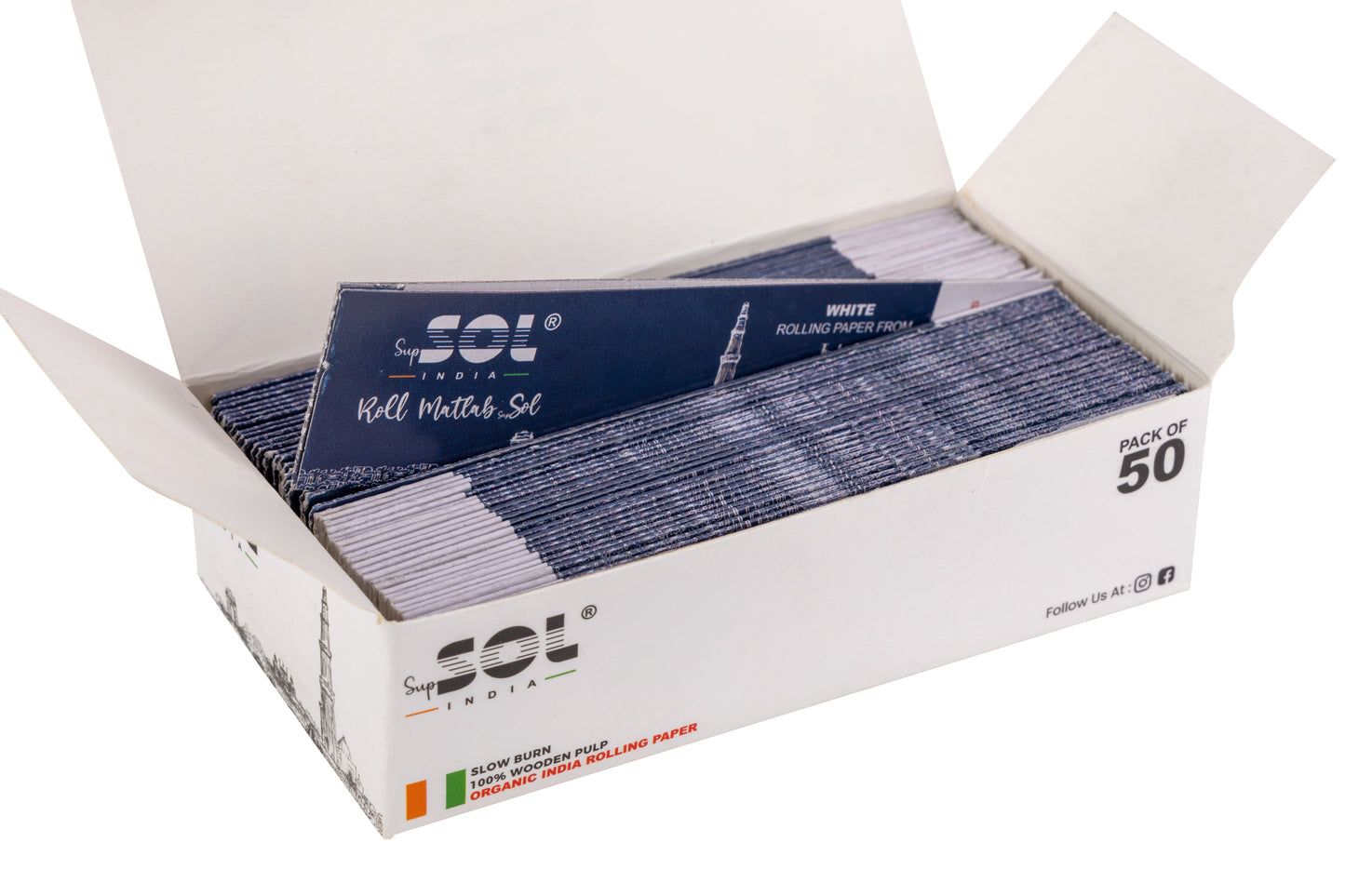 SupSOL India White Twice 2x Rolling Paper – Pack of 50