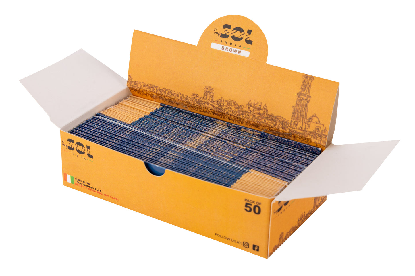 SupSOL India Brown Twice 2x Rolling Paper – Pack of 50