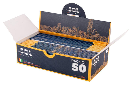 Box of SOL branded products with a cityscape design on a white background