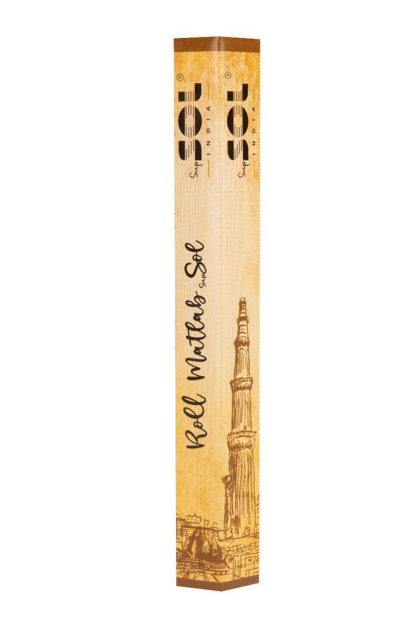 Wooden incense stick holder with laser-cut design on a white background