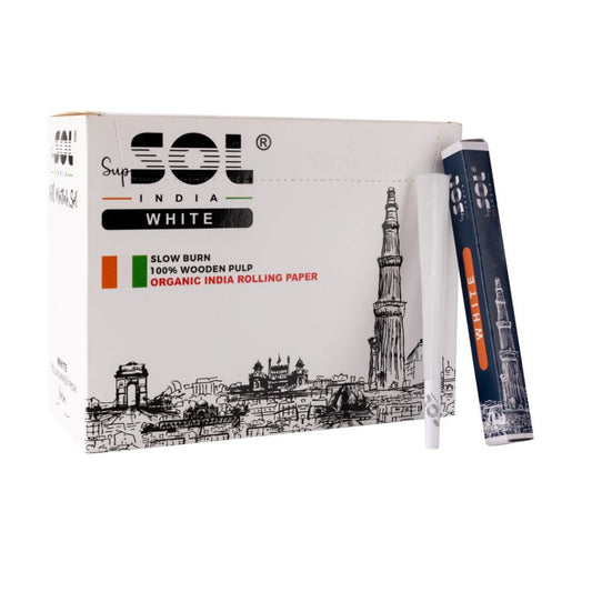 SOL India rolling paper packaging with a building illustration on a white background