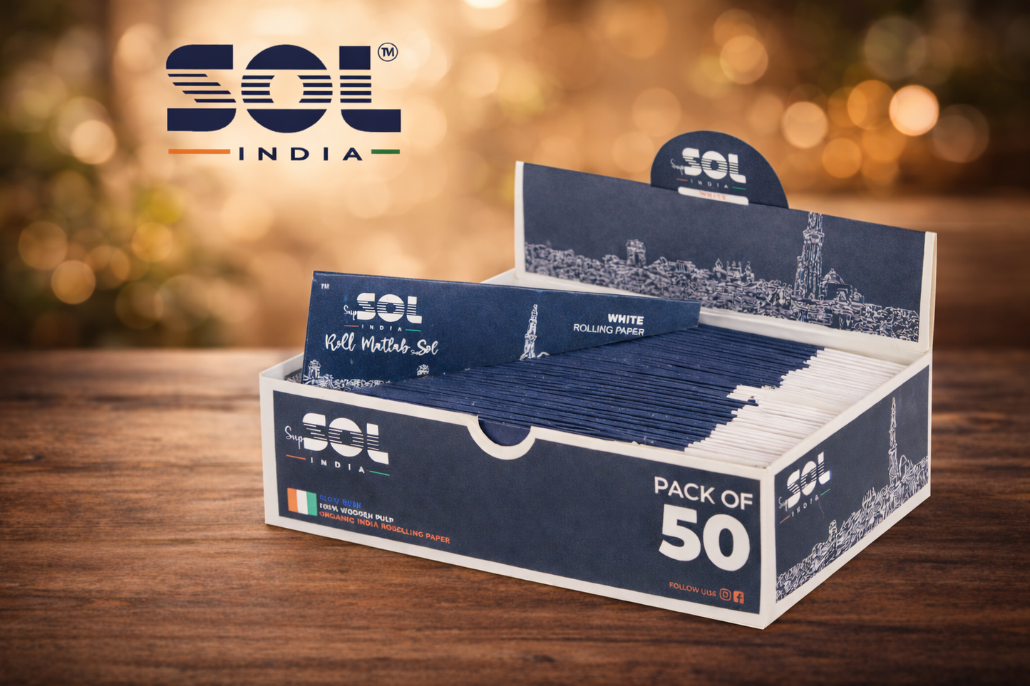 SupSOL India White Thrice 3x Rolling Paper – Pack of 50