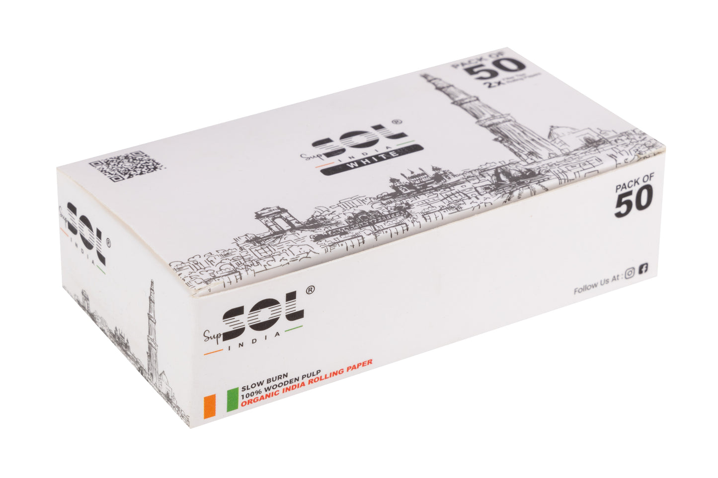 SupSOL India White Twice 2x Rolling Paper – Pack of 50