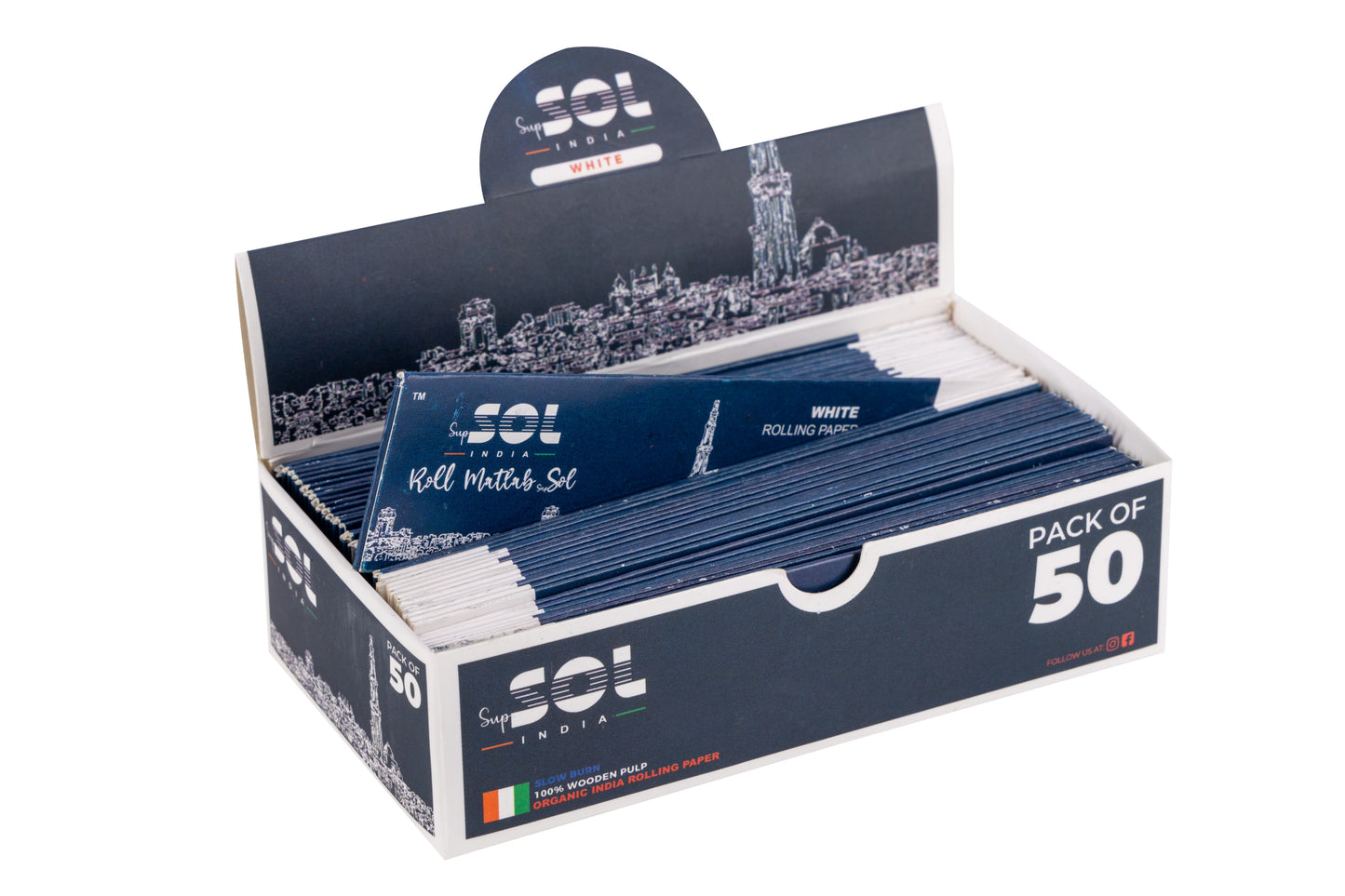 SupSOL India White Thrice 3x Rolling Paper – Pack of 50