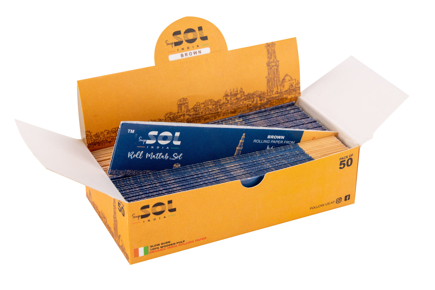 SupSOL India Brown Twice 2x Rolling Paper – Pack of 50
