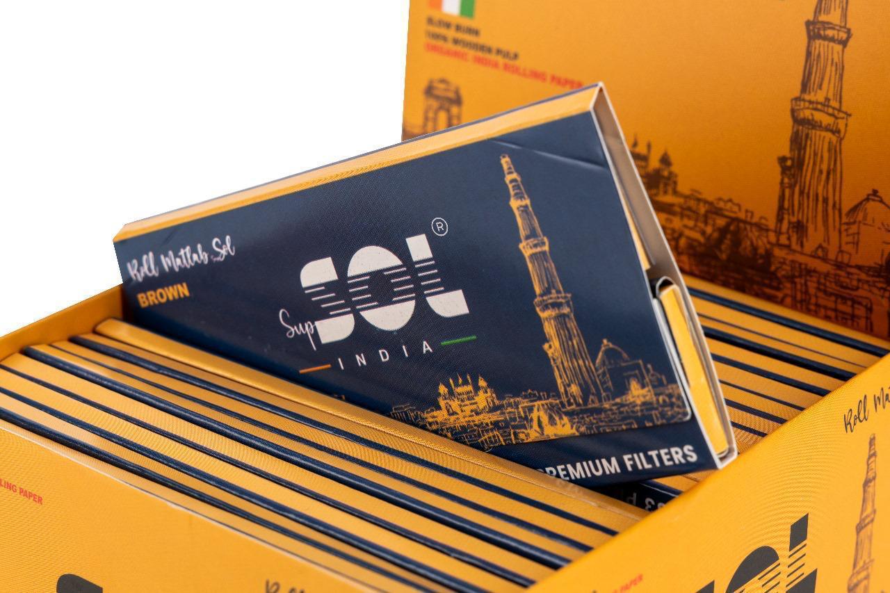 SOL India cigarette pack with a scenic design on a yellow background