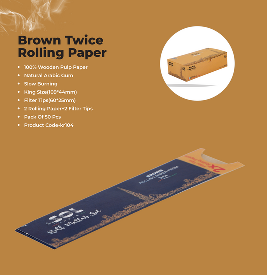 SOL Brown Twice Rolling Paper Pack of 50pcs